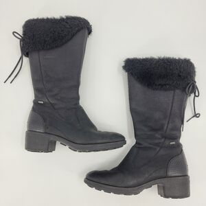 Merrell Boots Black Leather Faux Fur Waterproof Insulated Heeled Size 9